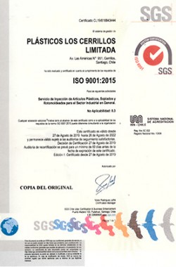 CERTIFICADO DE ISO 2015